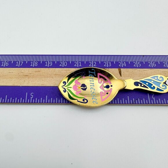 Tennessee Vintage Souvenir Spoon Collectible Gold Tone New with Box Purple Pink - Picture 7 of 7